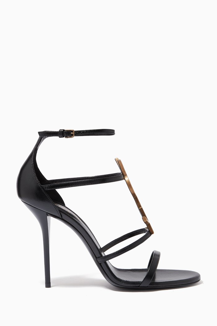 

Cassandra 100 Monogram Sandals in Smooth Leather, Black