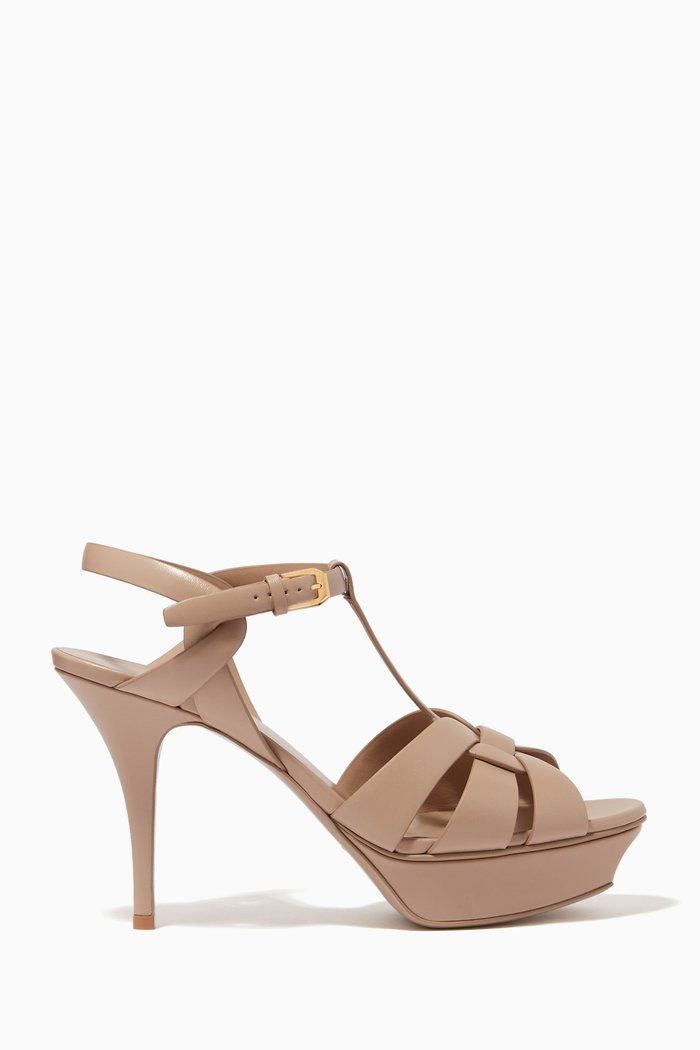 

Tribute 105 Platform Sandals in Smooth Leather, Neutral
