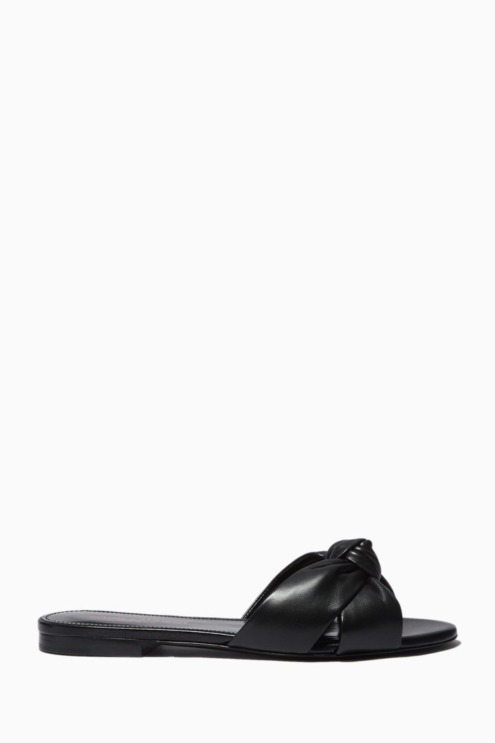 

Bianca Flat Sandals in Smooth Leather, Black
