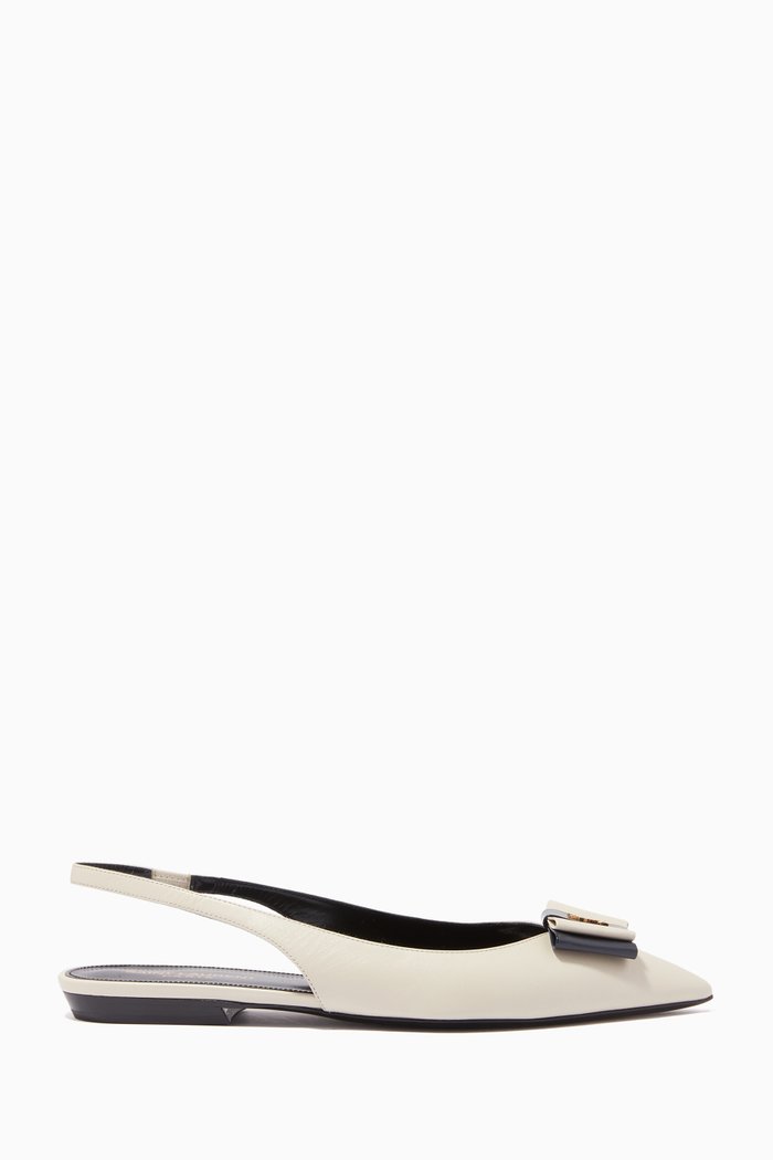

Anaïs Slingback Flats in Smooth & Patent Leather, White