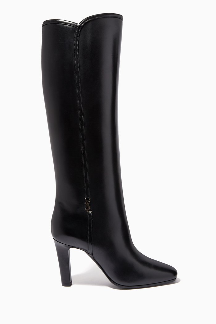 Jane 90 Monogram Boots in Smooth Leather, Black