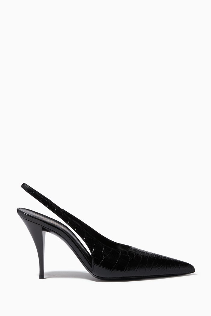 

Viper 90 Slingback Pumps in Shiny Crocodile-embossed Leather, Black