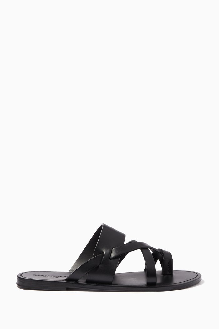 

Culver Flat Mules in Smooth Leather, Black