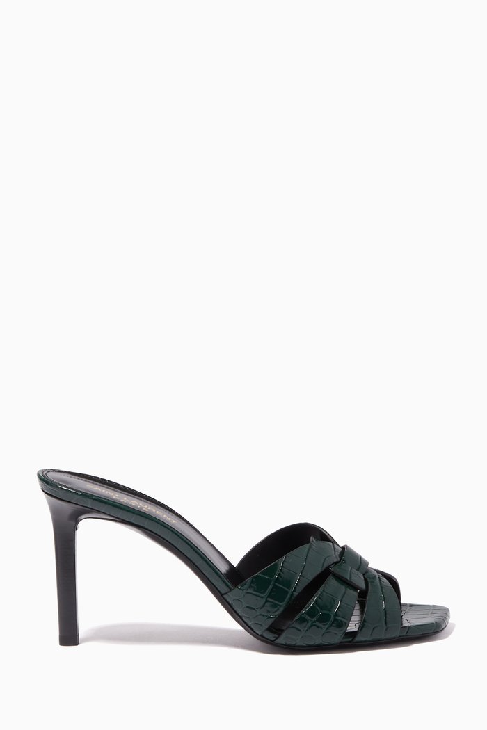 

Tribute 85 Mules in Croc-embossed Shiny Leather, Green