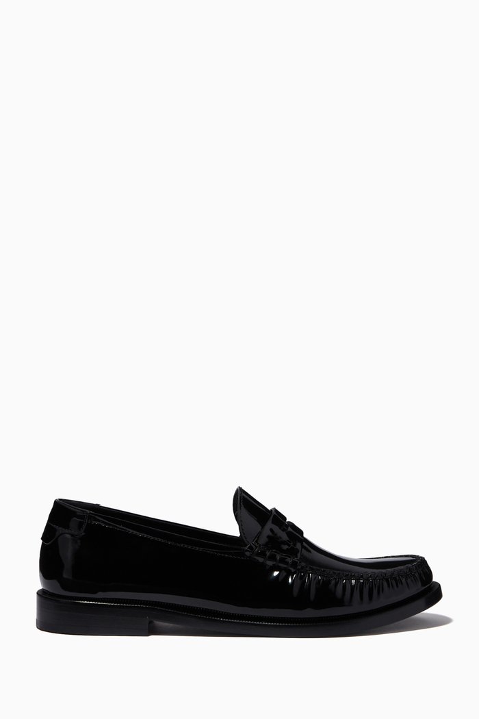 

Le Loafer Monogram Penny Slippers in Patent Leather, Black