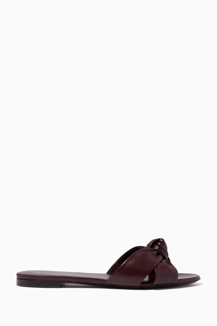 

Bianca Flat Sandals in Nappa Leather, Burgundy