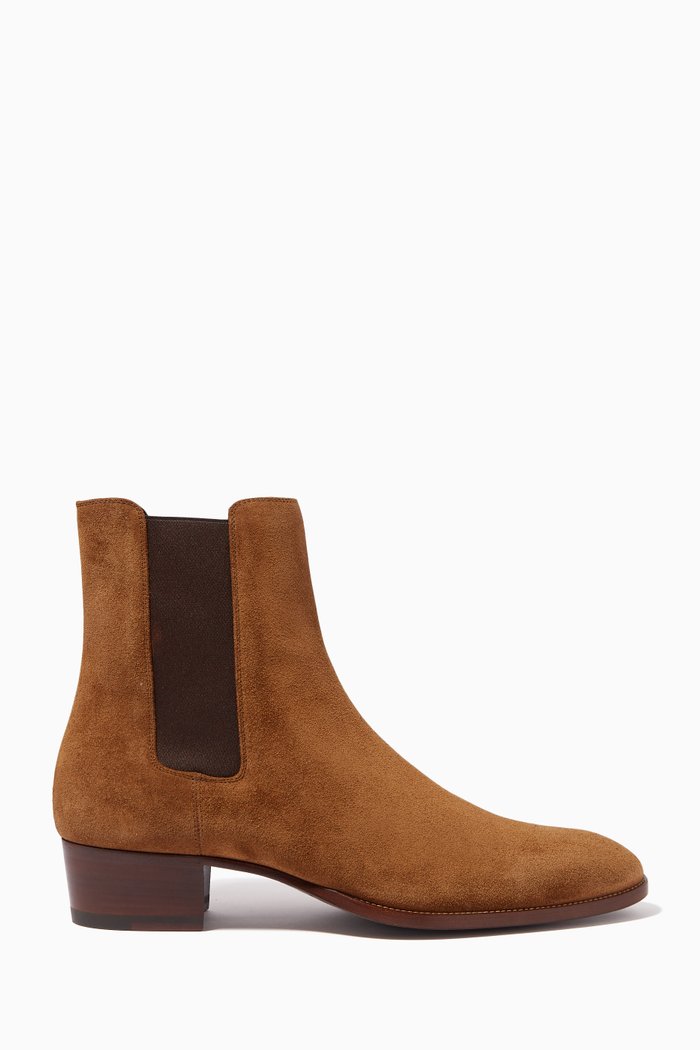 

Wyatt Chelsea Boots in Suede Leather, Brown