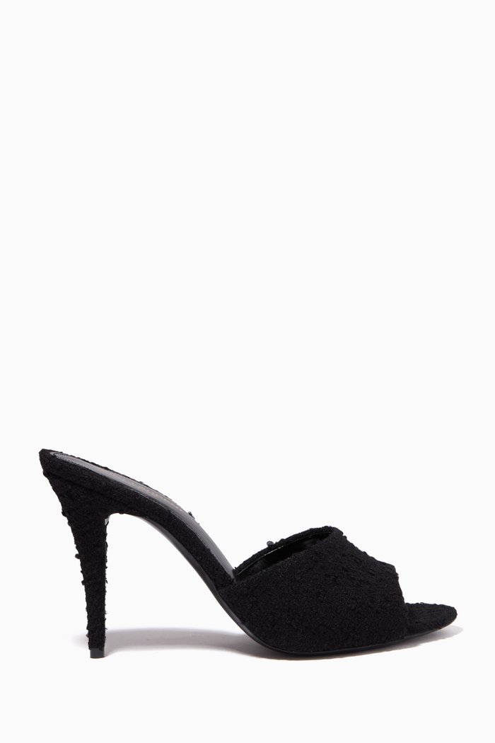 

LA 16 95 Mules in Bouclé Tweed, Black