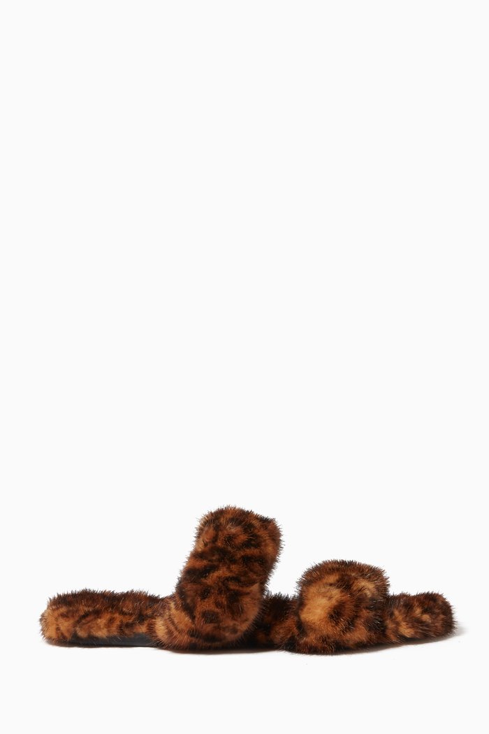 

Bleach Slides in Leopard-print Mink, Brown