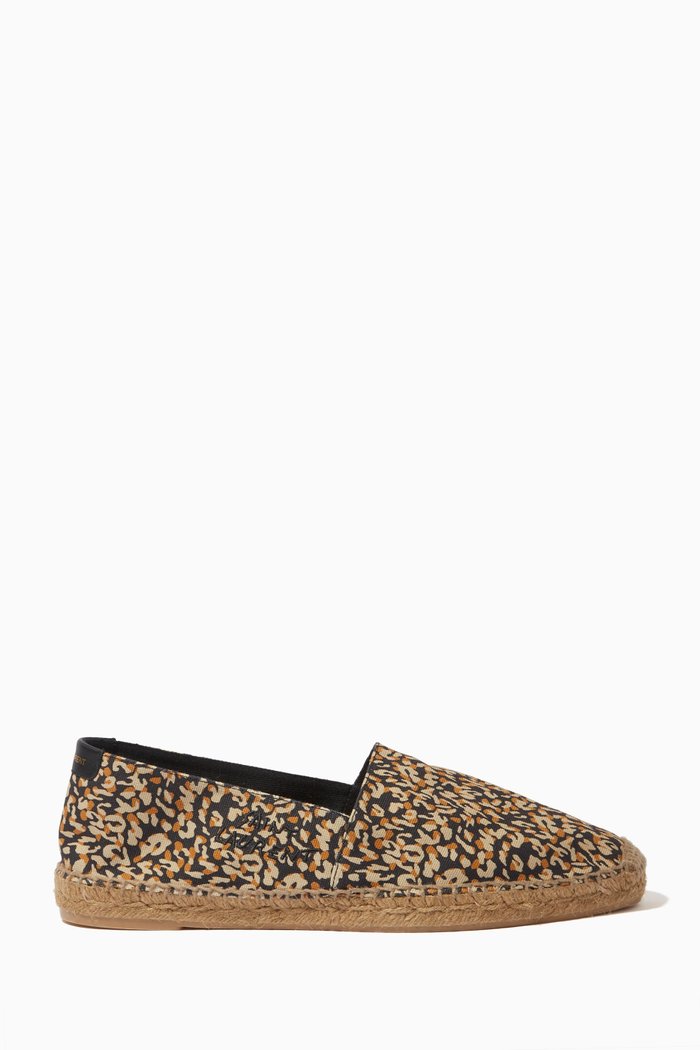 

SAINT LAURENT Embroidered Espadrilles in Leopard-print Canvas, Multicolour
