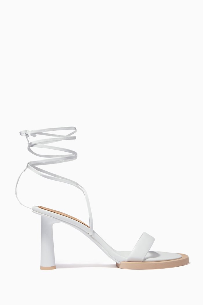 

Les Carrés Ronds 75 Asymmetrical Sandals in Leather, White