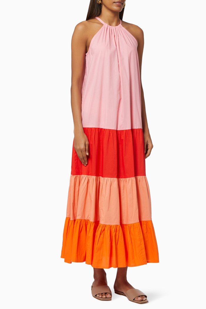 

Sunrise Tiered Dress in Cotton, Multicolour