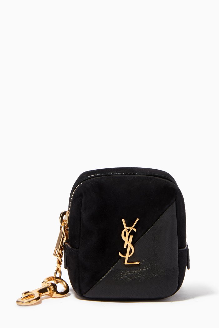 

Monogram Keyring Cube in Suede & Leather, Black