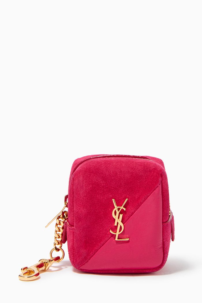 

Jamie Cube Charm in Suede & Grained Leather, Pink