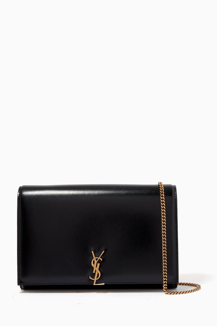 

Monogram Chain Wallet in Smooth Leather, Black