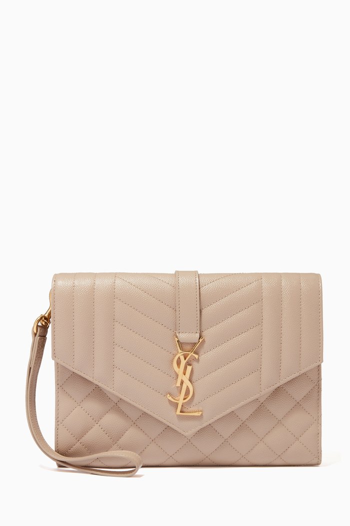 

Monogram Pouch in Mix Matelassé Grain de Poudre Embossed Leather, Neutral