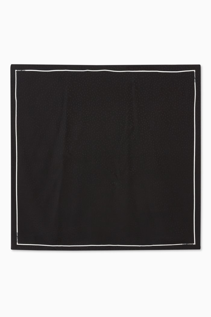 

Cassandra Dotted Square Scarf in Silk Jacquard, Black