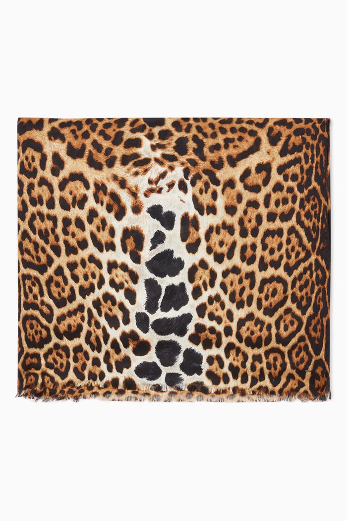 

Leopard Scarf in Silk Etamine, Neutral