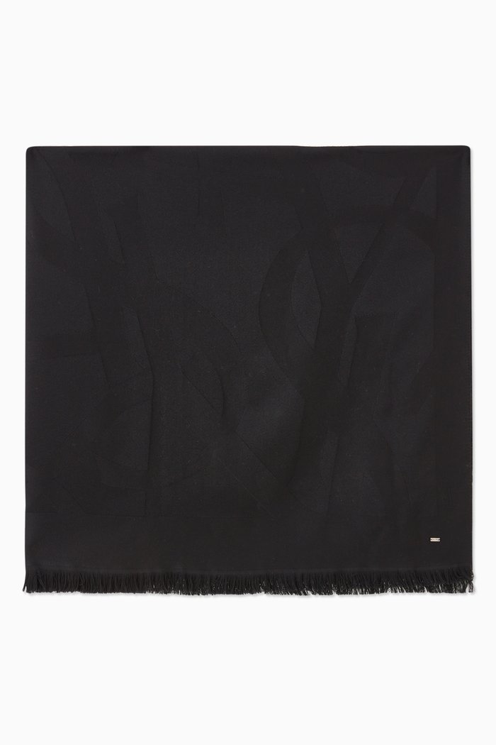 

Monogram Scarf in Wool Jacquard, Black