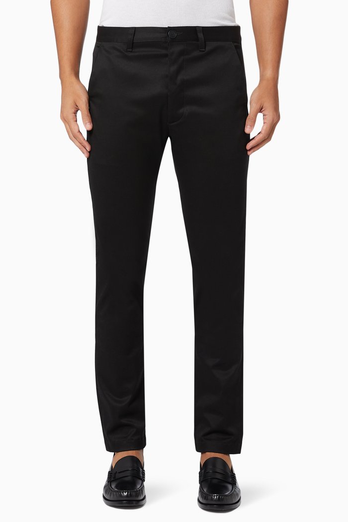 Chino Pants in Raw Stretch Gabardine, Black