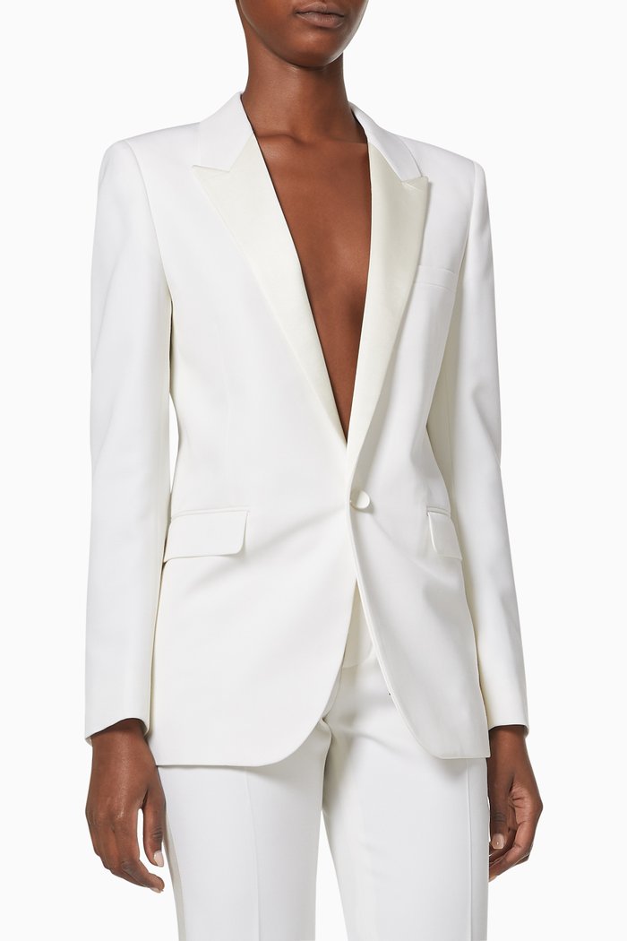 

Tuxedo Jacket in Grain de Poudre SAINT LAURENT, White