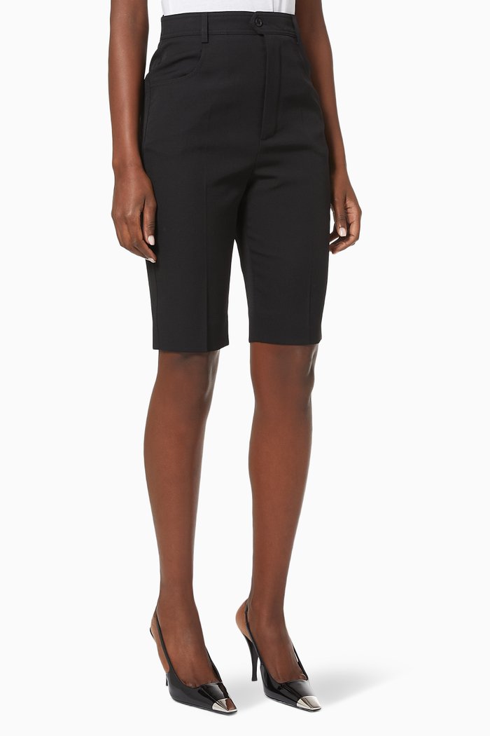 

Bermuda Cycling Shorts in Grain de Poudre SAINT LAURENT, Black