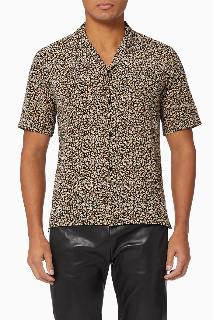 

Leopard Shirt in Silk Crêpe de Chiné, Black