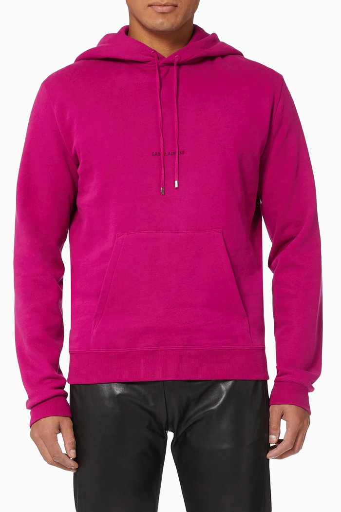 

SAINT LAURENT Rive Gauche Hoodie in Cotton, Pink