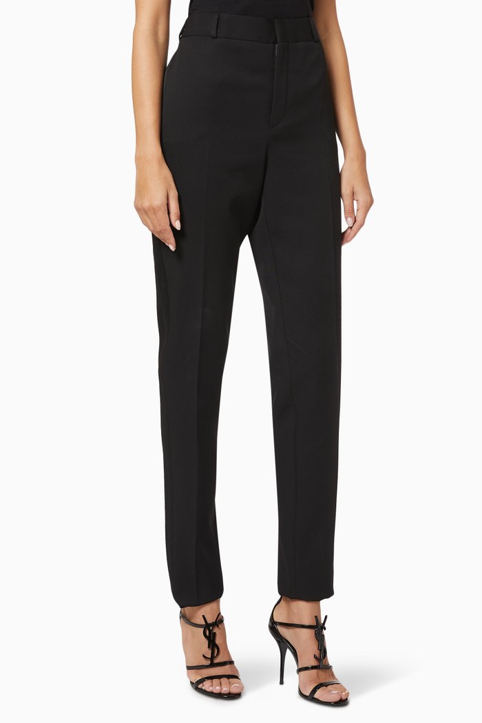 

Tuxedo Straight Pants in Grain de Poudre SAINT LAURENT, Black