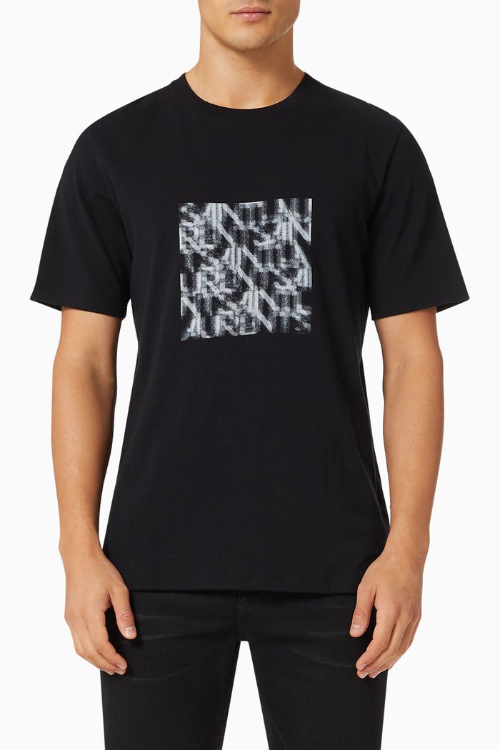 

Saint Laurent Optical Illusion T-shirt in Cotton Jersey, Black