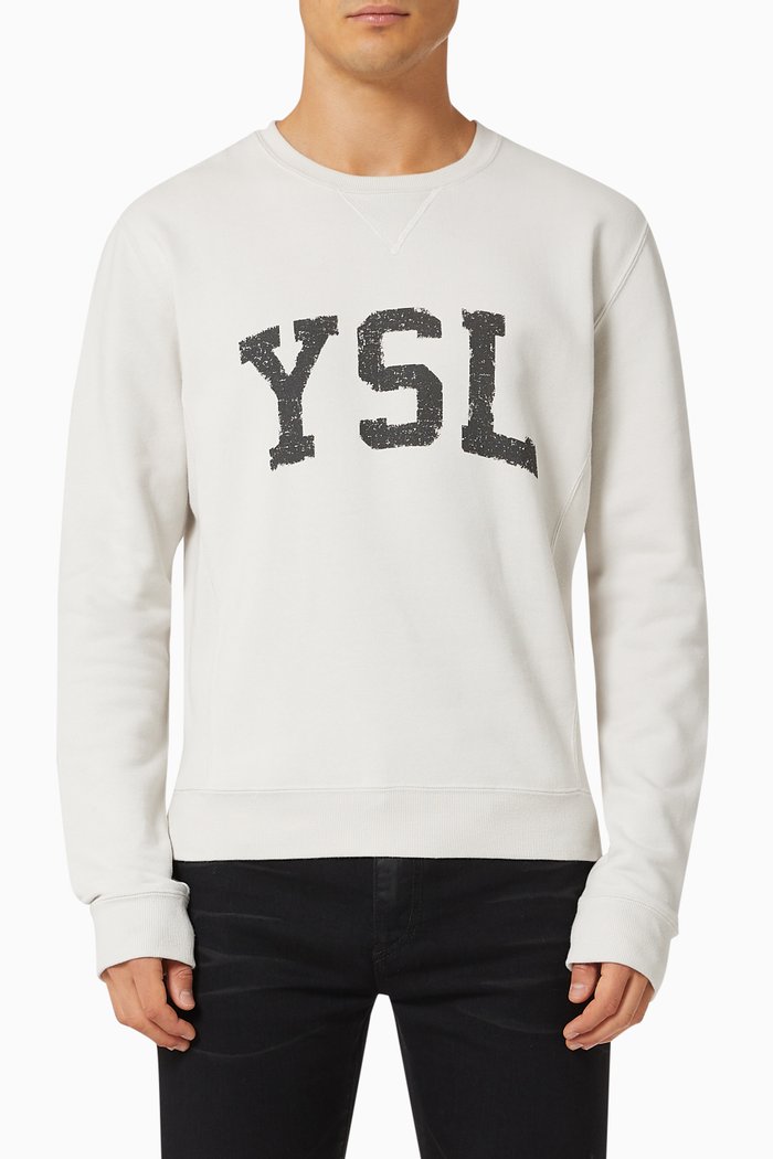 YSL Sweatshirt in Cotton Jersey, White