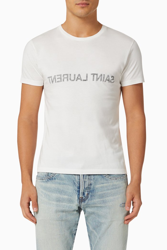 Saint Laurent Reverse T-shirt in Cotton Jersey, White