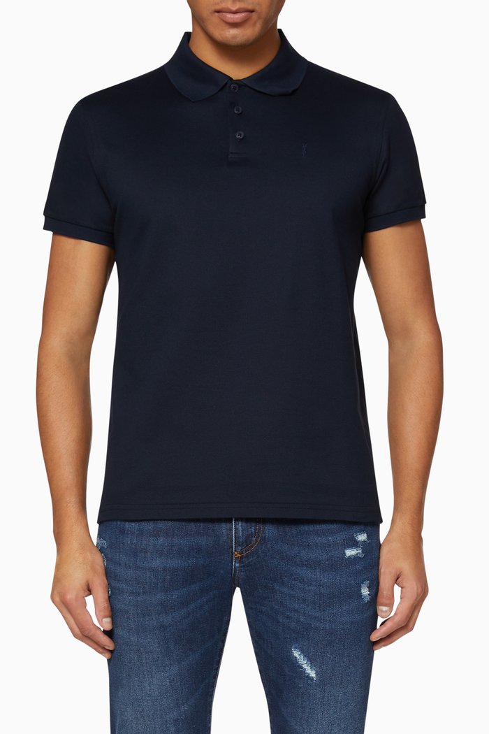 

Monogram Polo Shirt in Cotton Piqué, Blue