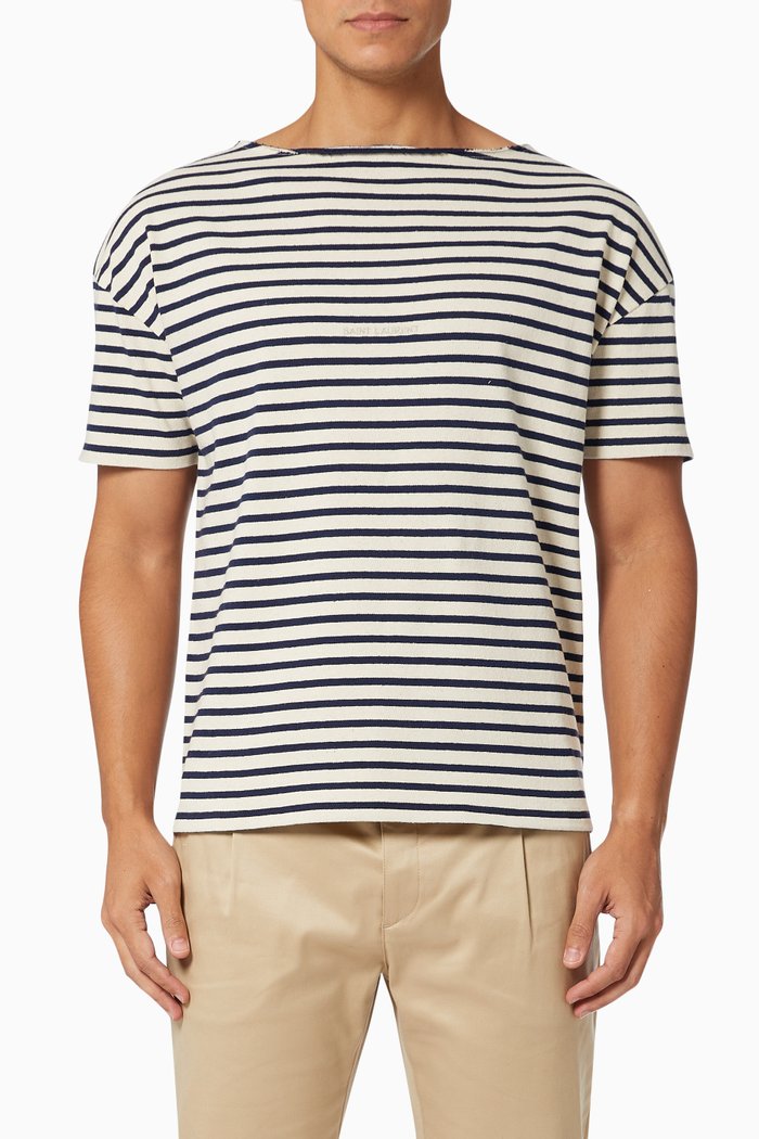 

Striped T-shirt in Cotton, Blue