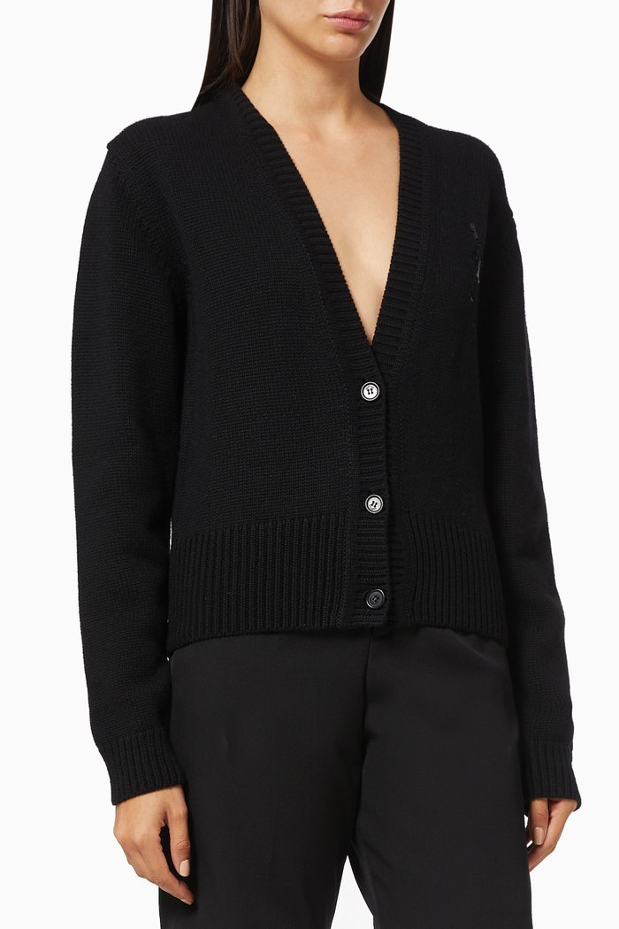 

Sequin Monogram Cardigan in Cashmere, Black