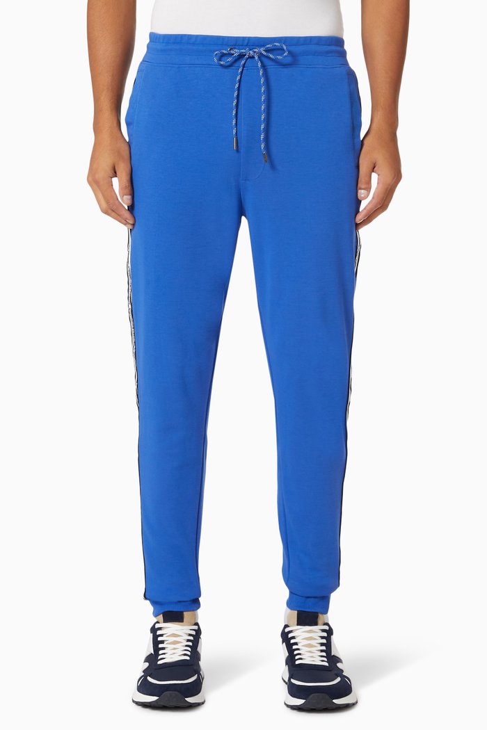 

Logo Tape Joggers in Cotton Blend, Blue