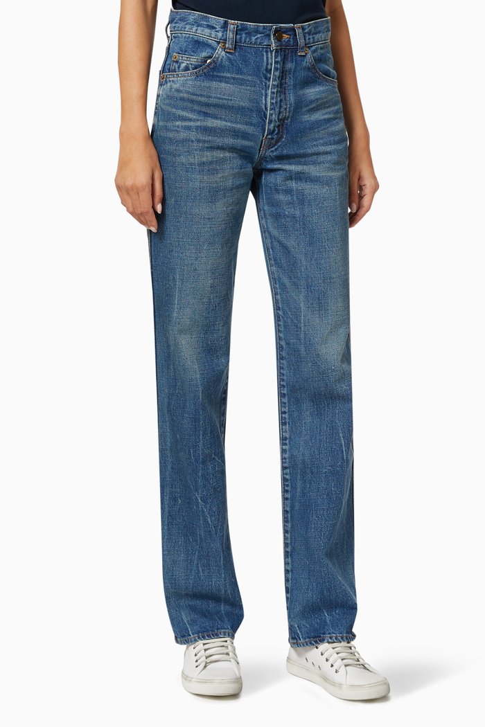 

60's Straight Jeans in Cotton Denim, Blue