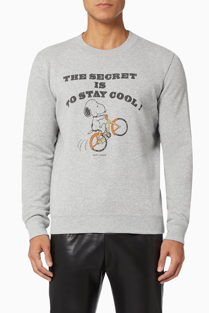 

SAINT LAURENT Snoopy Sweatshirt in Cotton, Grey
