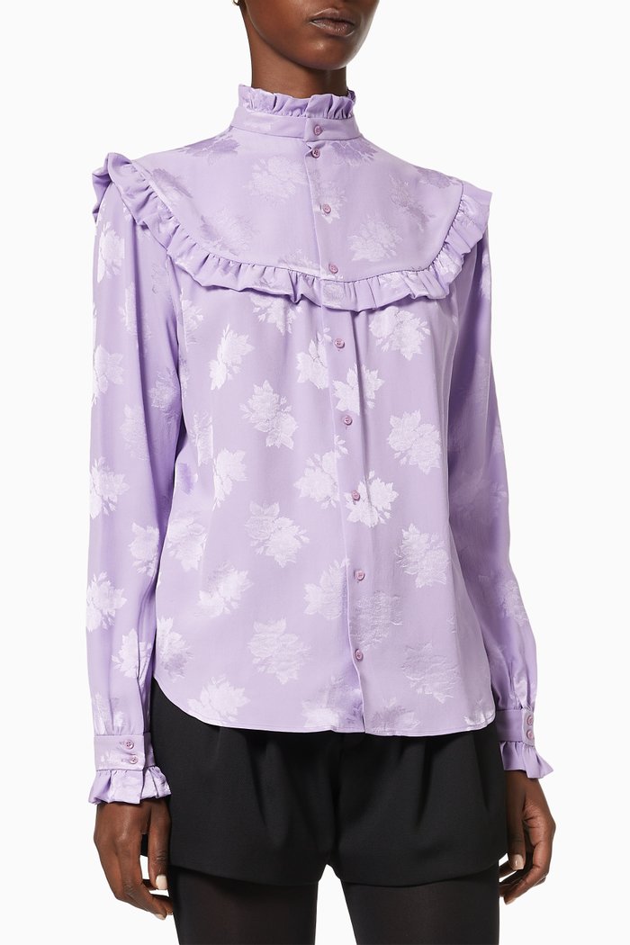 

Blouse in Matte & Shiny Floral Prairie Silk, Pink