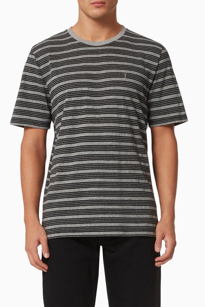 

Striped T-shirt in Jersey, Grey