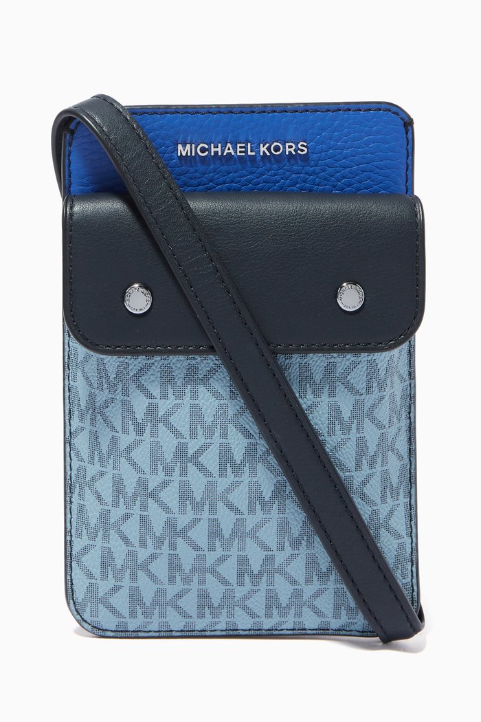 

Hybrid Tech Crossbody Bag in Leather & Logo Canvas, Blue