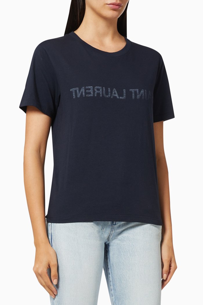 

SAINT LAURENT Reverse T-shirt in Jersey, Blue