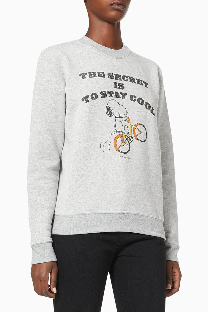 

SAINT LAURENT Snoopy Sweatshirt in Cotton, Grey