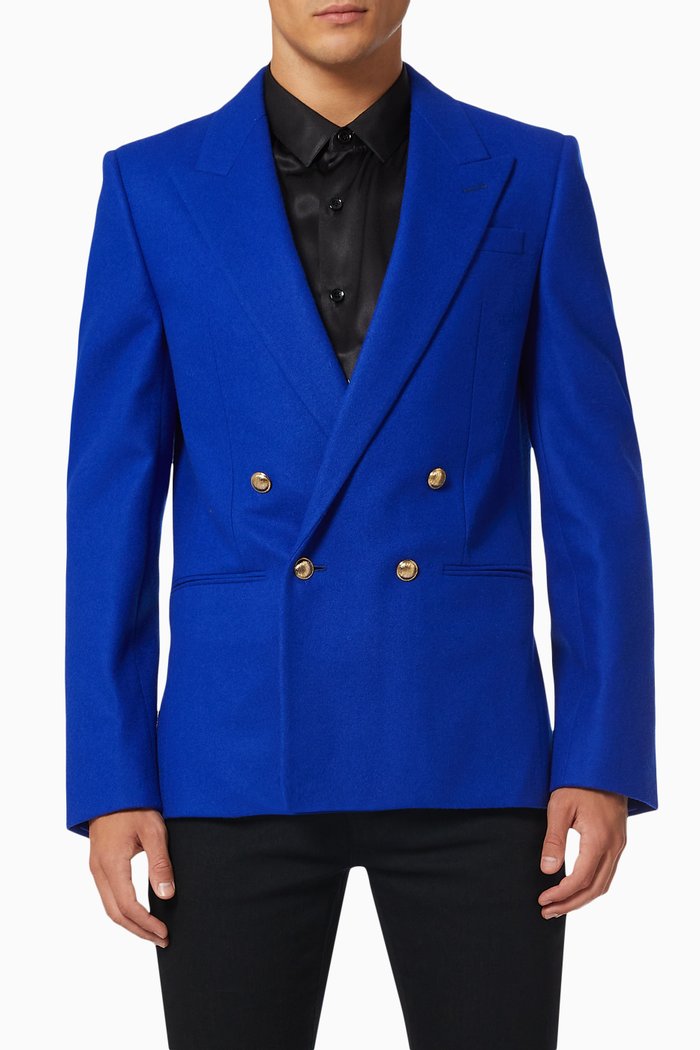 

Double-breasted Jacket in Flannel, Blue