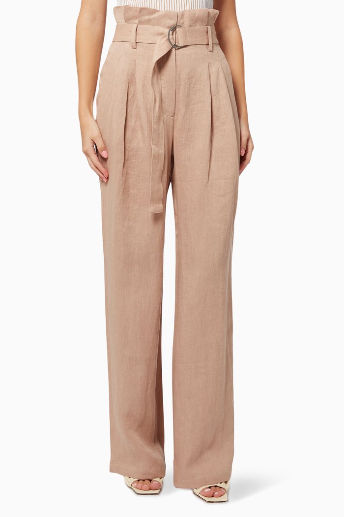 

Thalia Trousers in Linen, Neutral
