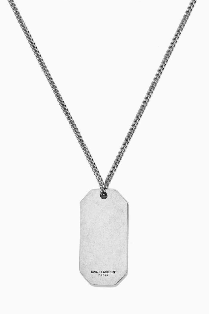 

Military Tag Long Necklace, Silver