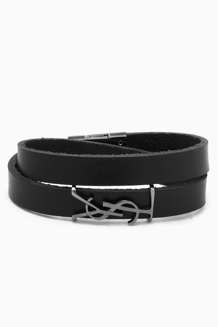 

Opyum Double Wrap Bracelet in Smooth Leather, Black