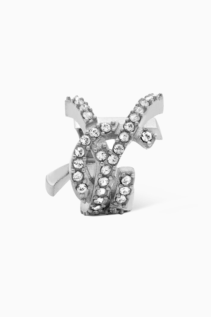 

Monogram Single Ear Cuff with Crystals, Silver