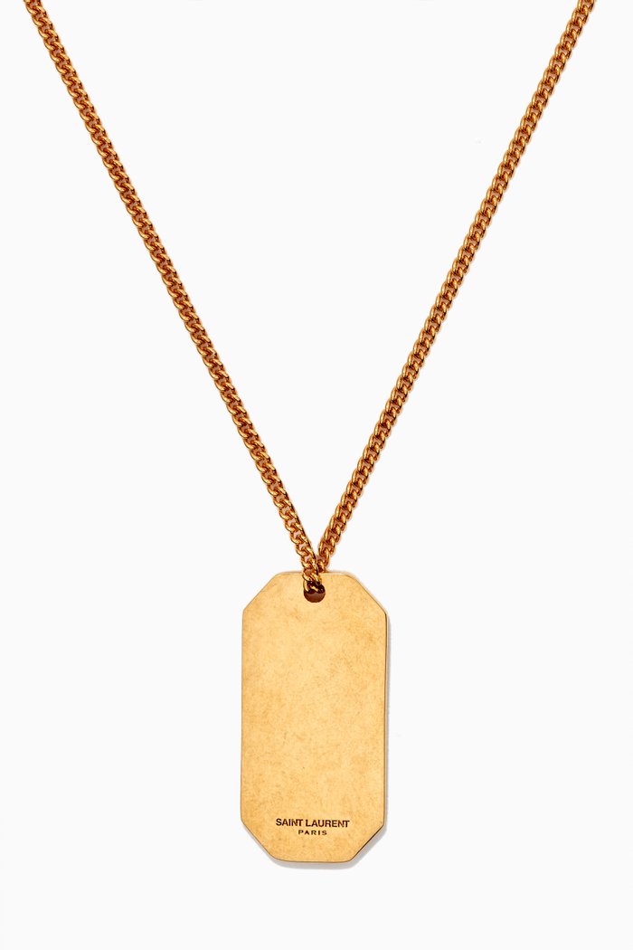 

Military Tag Long Necklace, Gold