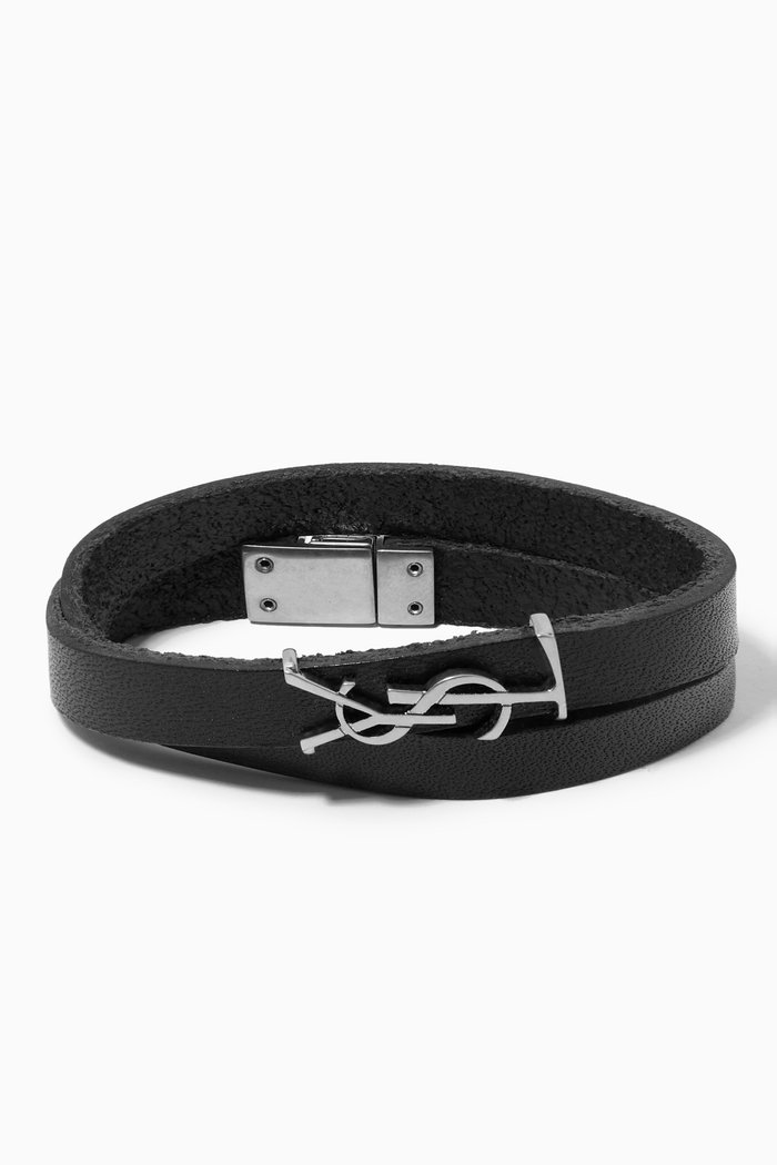 

Opyum Double Wrap Bracelet in Smooth Leather, Black